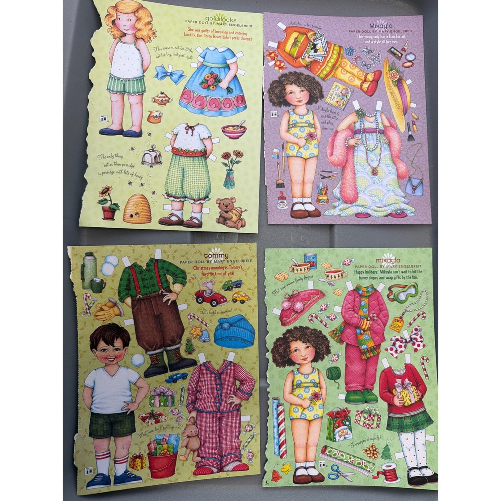 Mary Engelbreit Paper Dolls 4 Sheets Goldilocks Tommy Mikayla Uncut Ephemera